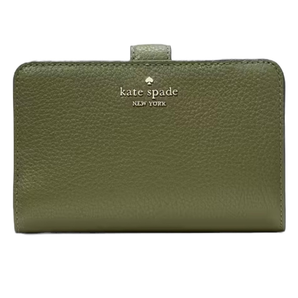 Kate Spade New Lena Enchanted Green Pebbled Leather Medium Bifold Wallet - Picture 1 of 8
